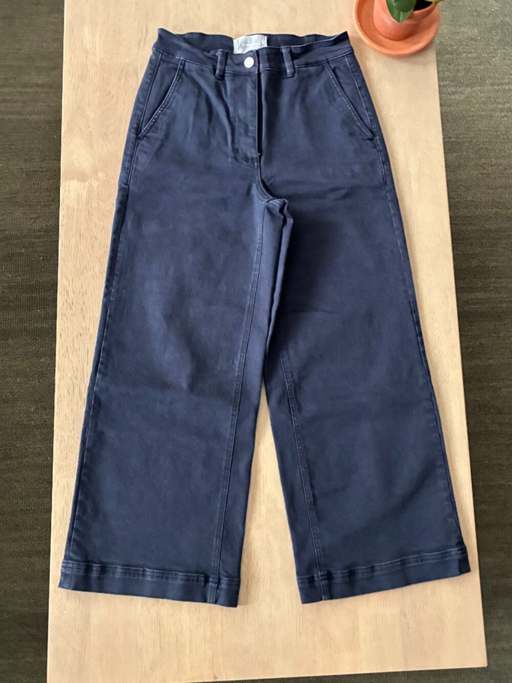 Everlane Cropped Wide-Leg Pants Navy Sz 6